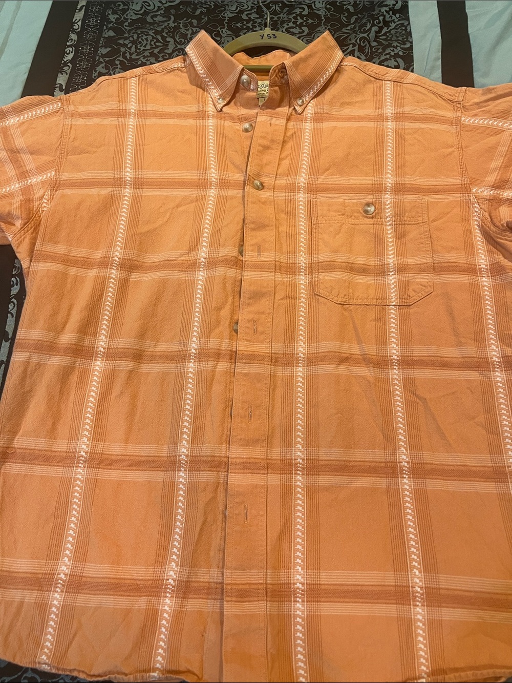 Cabela's Orange Plaid Short-Sleeve Button-Down Shirt
